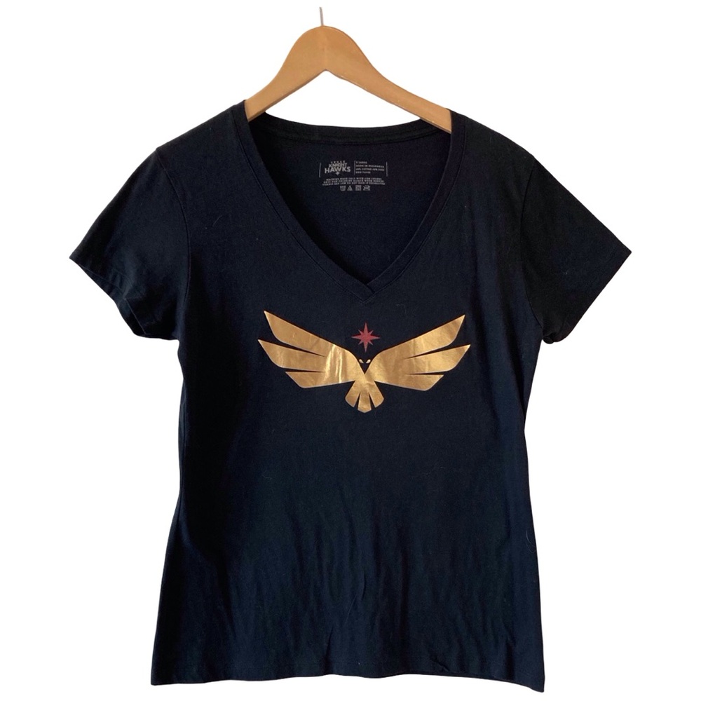 Vegas Knight Hawks XL Black V-Neck Tee Gold Foil Logo IFL Las Vegas Football